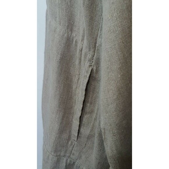 FLAX Womens S Top Jacket Cardigan Button Up Brown 100% Linen Long Sleeves - Picture 5 of 11